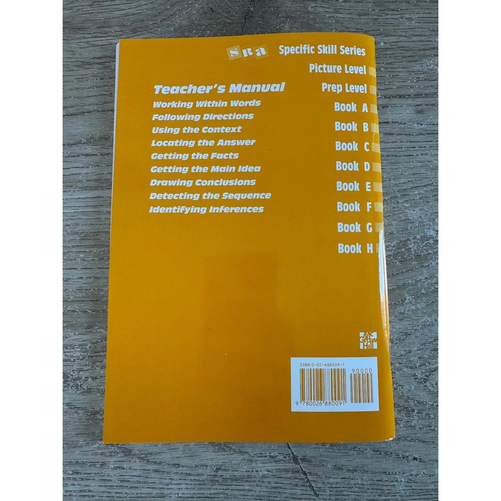 SRA Specific Skill Series Teacher Manual Picture Level to H Richard Boning